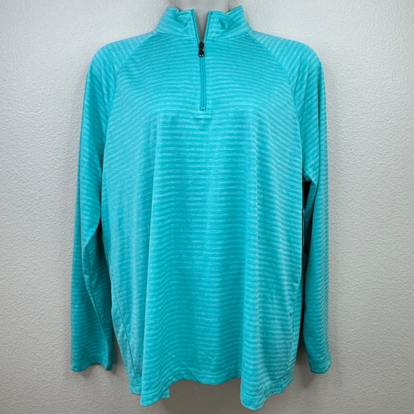 Croft & Barrow Performance Womens Aqua Mock Neck Wicking SweatShirt Top XXL NEW - Picture 1 of 10